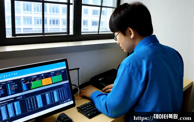 상봉동 STATUS_KERNEL_ACCESS_DENIED - Photorealistic remote-support workstation in a compact Sangbong-dong apartment office, dual monitors...