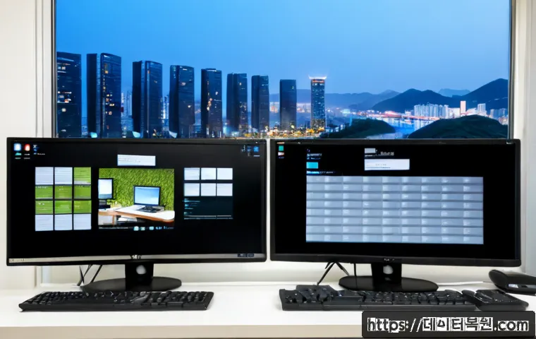 동작동 CDFS_FILE_SYSTEM - Photorealistic remote-support workstation in a quiet Dongjak-dong apartment office, dual monitors di...