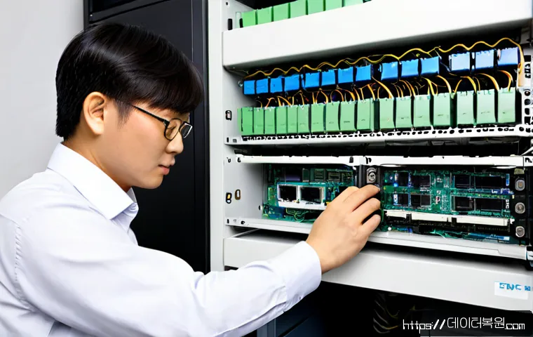 양재동 ftp서버출장방문수리점 - Photorealistic onsite FTP server repair in a compact Yangjae-dong design office, technician connecti...