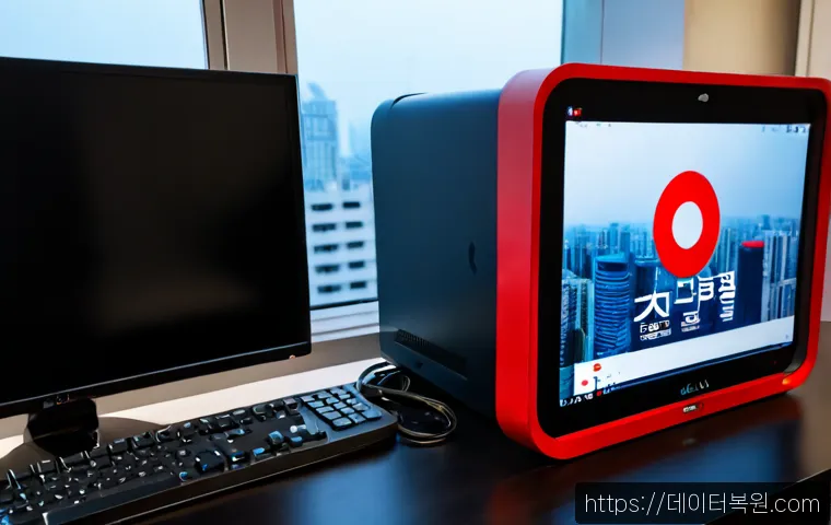 지축동 STATUS_DISK_FULL - Photorealistic remote-support workstation in a compact Jichuk-dong apartment office, ultrawide monit...