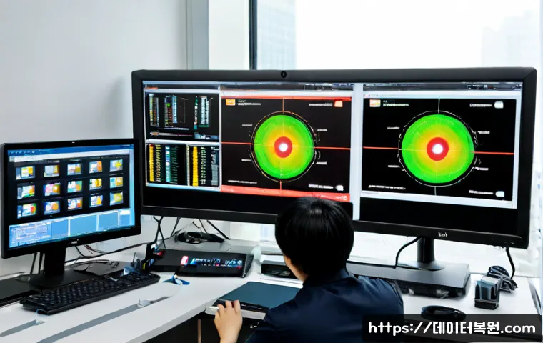 신공덕동 STATUS_INVALID_CALLER - Photorealistic IT support workstation in a compact modern office near Gongdeok, Seoul, focused techn...