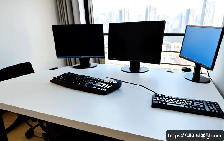 오금동 STATUS_STACK_UNDERFLOW - Photorealistic remote-support workstation in a quiet Ogeum-dong apartment office, dual monitors show...