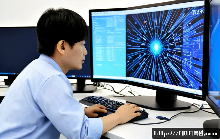 구로구 HAL_INITIALIZATION_FAILED - Photorealistic IT support workstation in Guro Digital Complex, Seoul, dual monitors showing a non-re...