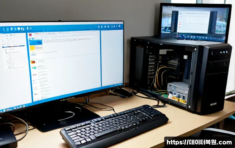 쌍령동 STATUS_KERNEL_BOOT_FAILURE - Photorealistic remote-support workstation in a compact Gwangju residential office, dual monitors sho...