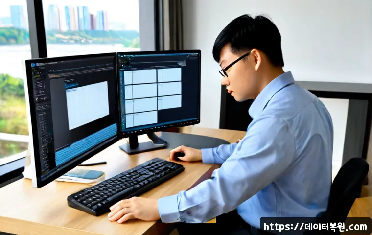 반포동 bootdevice - Photorealistic IT technician diagnosing a desktop workstation that will not boot, open computer case...