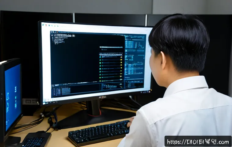 신공덕동 STATUS_KERNEL_MODULE_ACCESS_DENIED - Photorealistic IT support workstation in a compact apartment office near a Seoul rail district, dual...