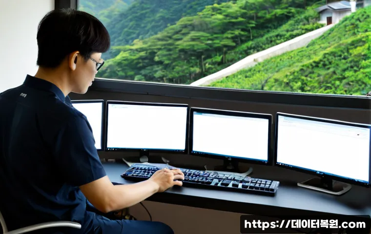 옥인동 출장방문윈도우 windows 설치 - Photorealistic remote Windows installation service at a tidy home office in a quiet hillside Seoul n...