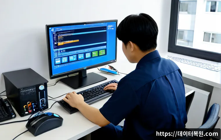 중산동 pc에 문제가 발생하여 다시 시작해야 합니다 - Photorealistic remote IT support scene in a compact modern office near a quiet Korean residential di...