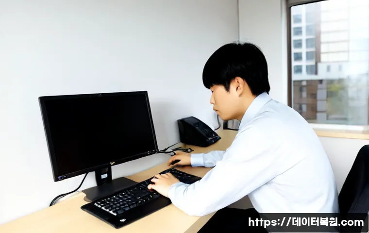 발산동 STATUS_KERNEL_MODULE_ACCESS_DENIED - Photorealistic remote-support workstation in a compact Balsan-dong office, IT specialist studying a ...