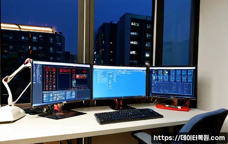 동자동 STATUS_INVALID_DISPOSITION - Photorealistic IT support workstation in a compact Dongja-dong office near a transit district, dual ...