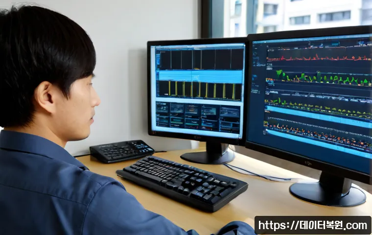 주암동 STATUS_KERNEL_THREAD_INTERRUPTED - Photorealistic remote IT support workstation in a quiet Juam-dong neighborhood office, dual monitors...