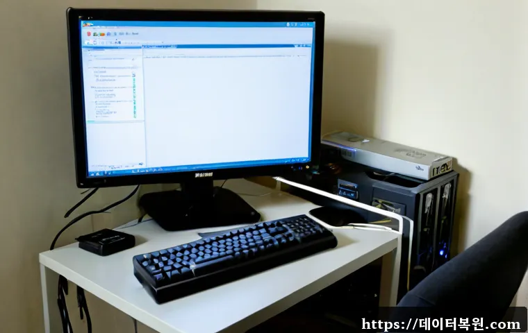 중산동 윈도우7 windows7 재설치 포맷  초기화 - Photorealistic remote computer support workstation in a quiet residential apartment, desktop tower o...