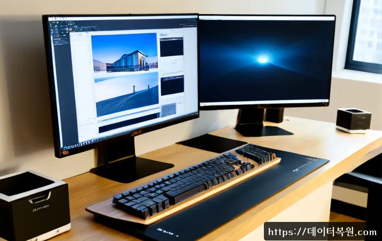 한남동 HARDWARE_MEMORY_FAILURE - Photorealistic premium workstation in a refined Hannam-dong design studio, desktop computer opened b...