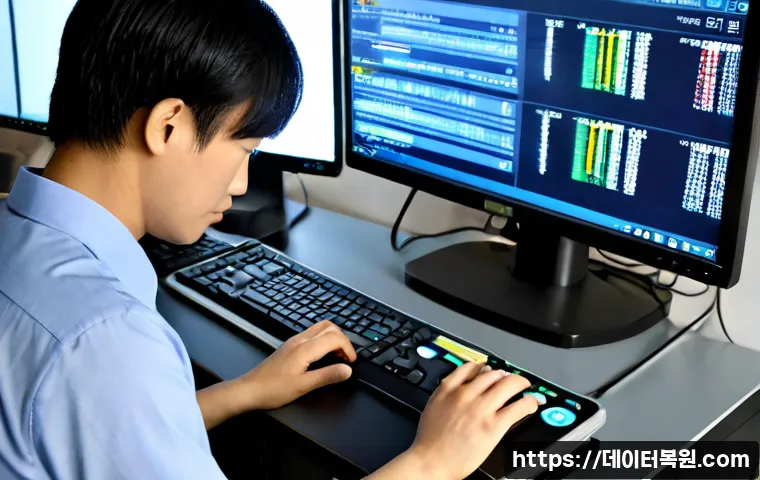 오쇠동 IO_DEVICE_ERROR - Photorealistic IT support workstation in a compact industrial office near an airport logistics distr...