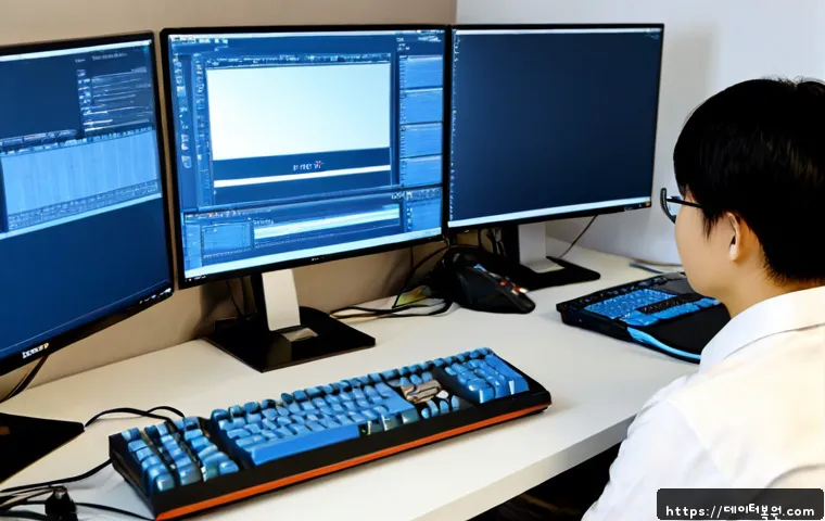 식사동 HARDWARE_MEMORY_FAILURE - Photorealistic remote IT support workstation in a modern apartment near a quiet Korean residential d...
