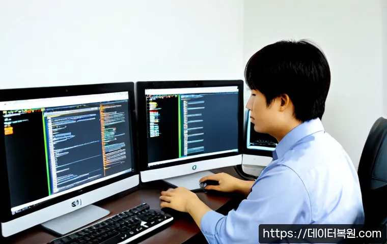 태평로 STATUS_KERNEL_BLOCKED - Photorealistic IT support workstation in a polished downtown office near Taepyeong-ro, dual monitors...