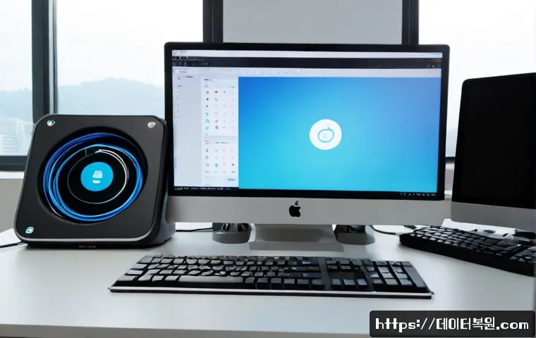 대흥동 STATUS_INVALID_THREAD - Photorealistic remote IT support workstation in Daeheung-dong, Seoul, dual monitors showing a clean ...
