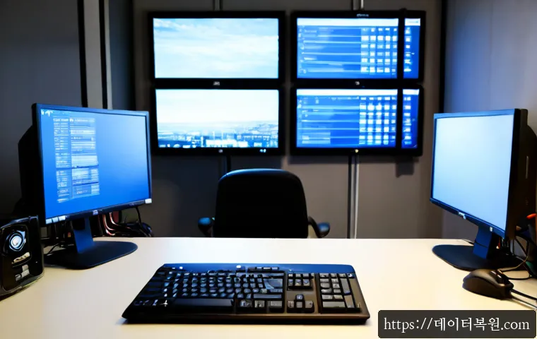 구로구 IO_DEVICE_ERROR - Photorealistic IT support workstation in a compact Seoul digital-industrial office, technician recon...