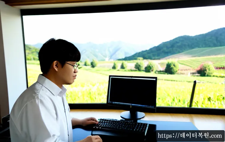 퇴촌면 프리도스 윈도우설치 - Photorealistic IT technician installing an operating system on a newly assembled desktop workstation...