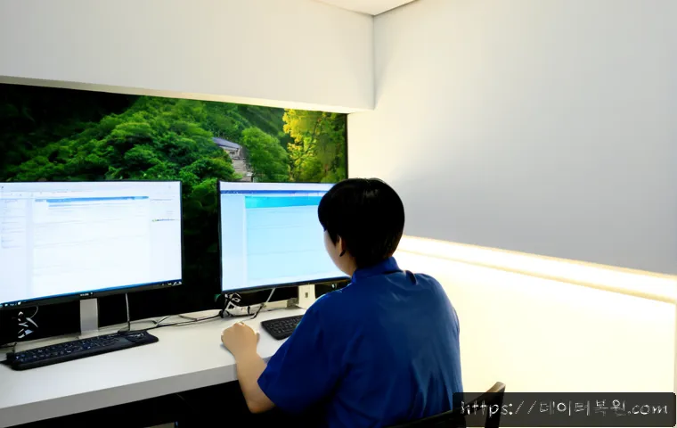 세곡동 STATUS_KERNEL_PERMISSION_DENIED - Photorealistic IT support workstation in a quiet modern apartment near a green Seoul hillside distri...