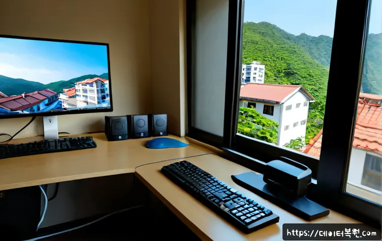 신당5동 SESSION_HAS_NO_PAGEFILE - Photorealistic remote-support workstation in a compact Sindang 5-dong apartment, dual monitors showi...