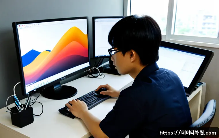 풍산동 STATUS_PRIVILEGED_INSTRUCTION - Photorealistic IT support workstation in a modern apartment near a quiet Korean suburban district, d...