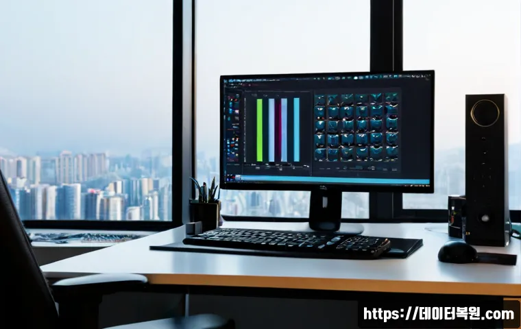 월곡동 부팅안됨 - Photorealistic IT support workstation in a compact Wolgok-dong apartment office, desktop tower open ...