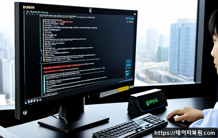 공덕동 BOOTMGR is missing - Photorealistic IT support workstation in a modern Gongdeok office, desktop monitor halted on a dark ...