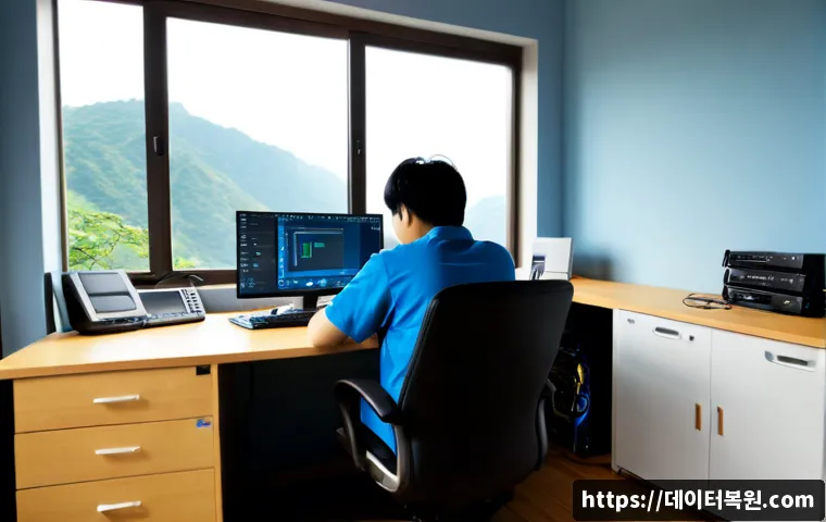 성북동 윈도우8 windows8 재설치 포맷  초기화 - Photorealistic remote computer support scene in a quiet Seongbuk-dong hillside home office, technici...