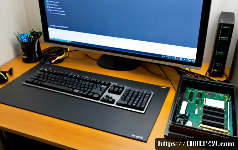 사직동 메모리조립 및 교체수리 - Photorealistic desktop PC repair workstation in Sajik-dong, technician carefully installing matched ...