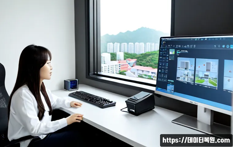 삼송동 STATUS_INVALID_CALLER - Photorealistic remote-support workstation in a modern Samsong-dong apartment office, a desktop monit...