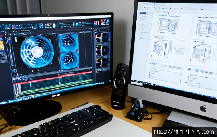 덕이동 팬돌다 멈춤 - Photorealistic remote-support workstation in a compact Deokyi-dong apartment office, desktop PC with...