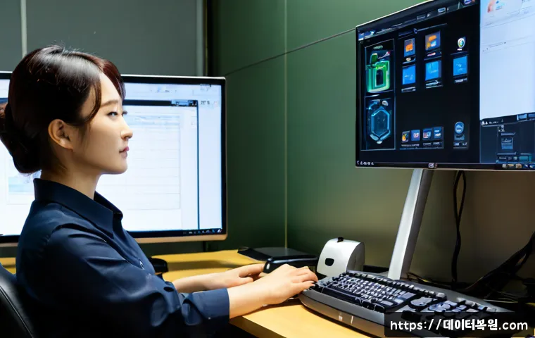 충정로 BUGCODE_USB_DRIVER - Photorealistic IT support workstation in a compact Chungjeong-ro office, desktop tower open beside a...