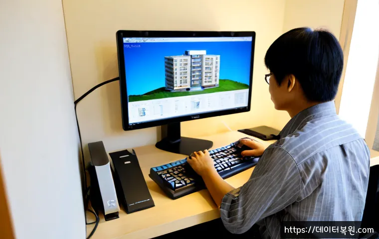 청구동 중고컴퓨터 pc 출장판매설치 - Photorealistic apartment workstation setup in a compact hillside neighborhood home, technician insta...