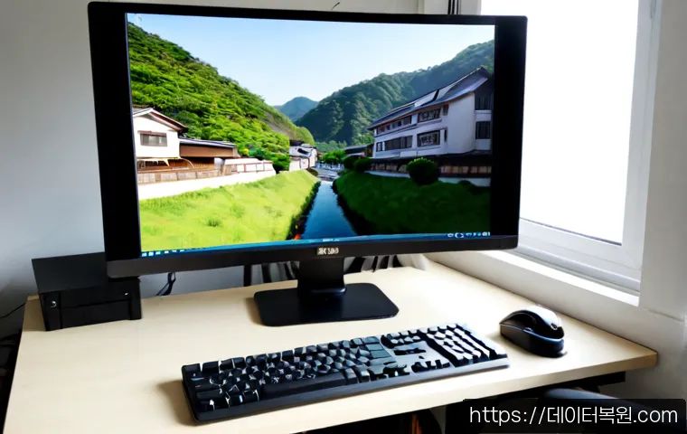 성북구 STATUS_DISK_FULL - Photorealistic software support workstation in a compact Seongbuk-gu apartment office, ultrawide mon...