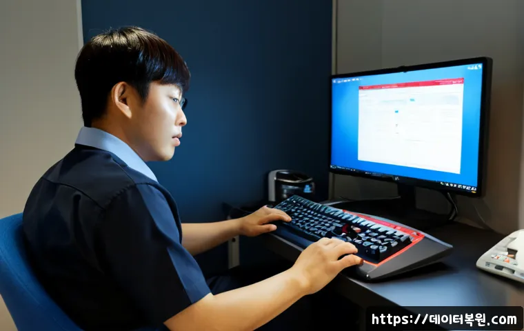 원문동 STATUS_INVALID_SESSION - Photorealistic IT support workstation in a quiet Korean satellite-office setting, dual monitors show...