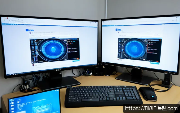 관산동 PAGE_FAULT_IN_NONPAGED_AREA - Photorealistic IT support workstation in a quiet Gwangsan-dong apartment office, dual monitors showi...