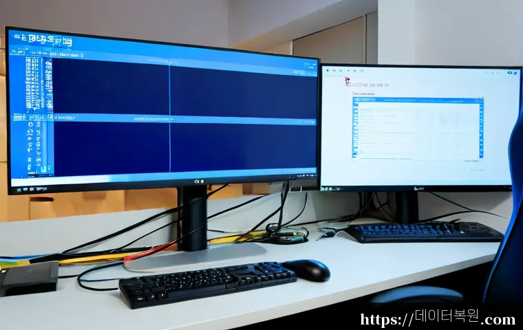 신내동 SYSTEM_LICENSE_VIOLATION - Photorealistic IT support workstation in a compact Sindnae-dong apartment office, ultrawide monitor ...