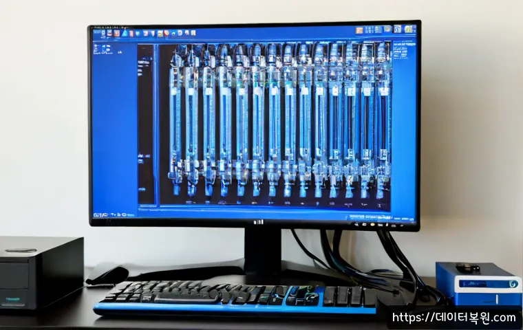 영천동 DRIVER_POWER_STATE_FAILURE - Photorealistic IT support workstation in a compact Korean office, desktop monitor showing an abstrac...