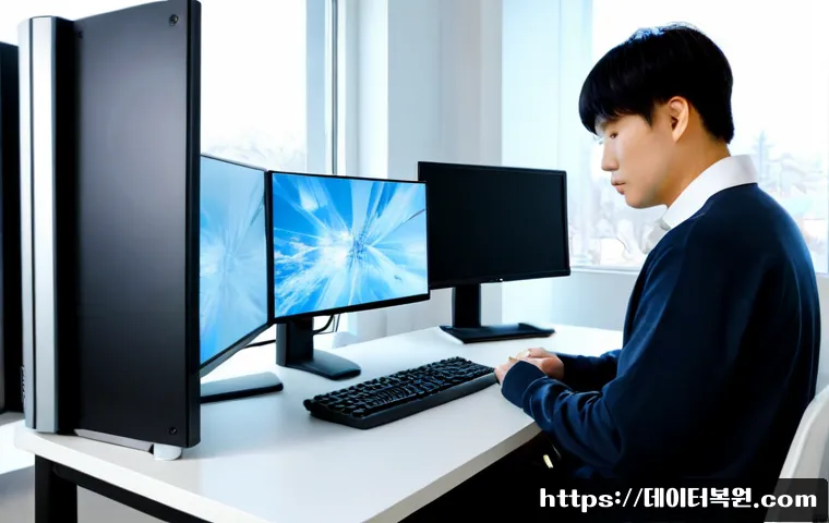 원흥동 STATUS_MEMORY_VIOLATION - Photorealistic IT support workstation in a modern apartment-office near a quiet suburban transit dis...