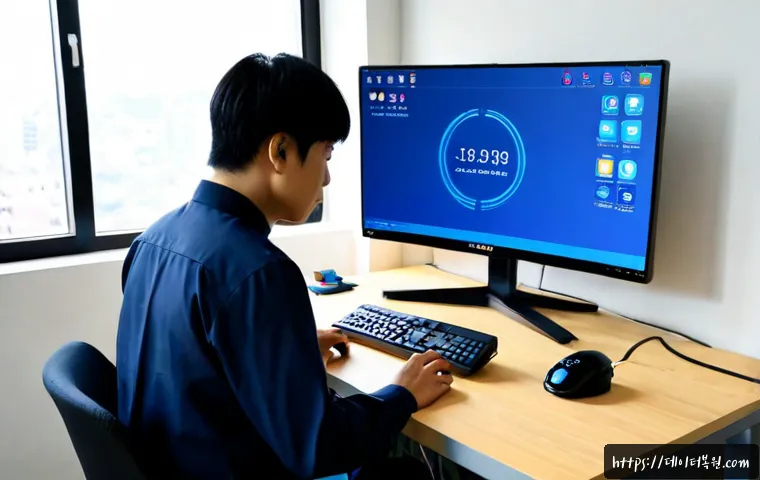 사리현동 KERNEL_SECURITY_CHECK_FAILURE - Photorealistic remote IT support workspace in a modern apartment near a quiet suburban Korean distri...