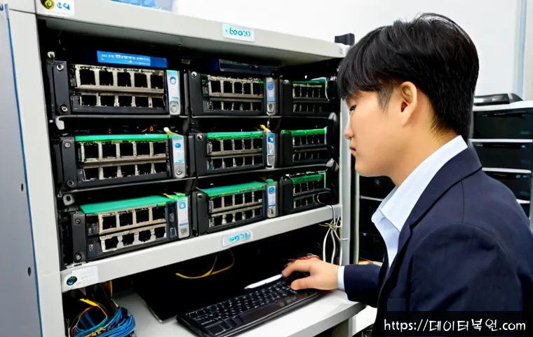 남학동 ftp서버출장방문수리점 - Photorealistic IT technician performing on-site FTP server repair in a compact Namhak-dong office, o...