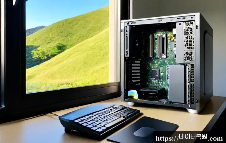 내곡동 bootdevice - Photorealistic IT technician repairing a compact office desktop workstation, carefully reseating an ...