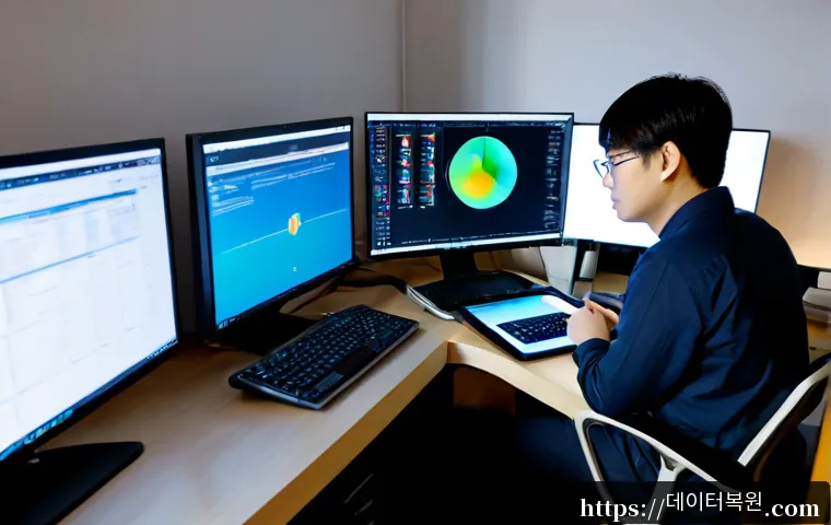 중화동 STATUS_EXECUTION_TIMEOUT - Photorealistic IT support workstation in a compact apartment office near a quiet Korean residential ...