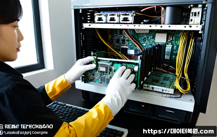상도동 RAM조립 및 교체수리 - Photorealistic desktop computer repair workstation in Sangdo-dong, Seoul, technician wearing anti-st...