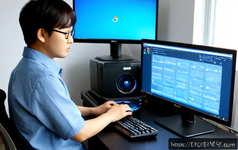 화동 STATUS_KERNEL_MODE_EXCEPTION - Photorealistic remote IT support workstation in a compact Hwado office, desktop monitor showing a no...