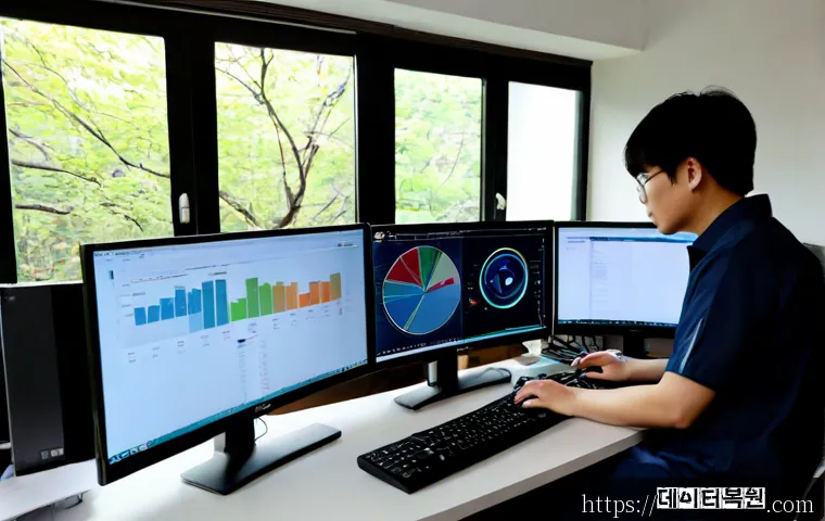 남현동 SESSION_HAS_NO_PAGEFILE - Photorealistic remote-support workstation in a compact apartment office near a wooded Seoul foothill...