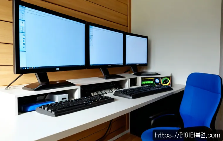 번동 STATUS_IMAGE_NOT_FOUND - Photorealistic remote-support technician workstation in a compact northern Seoul apartment office, d...