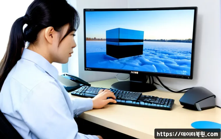 강서구 STATUS_KERNEL_LOG_FAILURE - Photorealistic IT support workstation in a modern office near a quiet riverside business district, d...