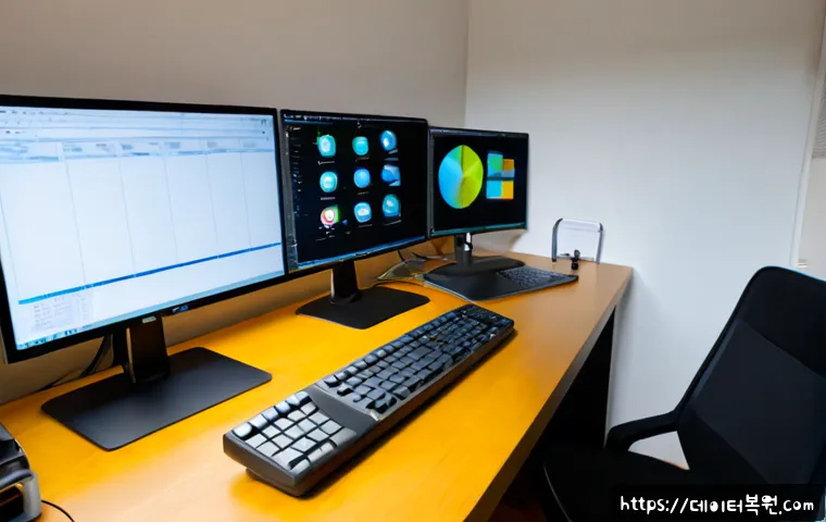 오금동 STATUS_FILE_NOT_FOUND - Photorealistic remote-support workstation in a quiet Ogeum-dong apartment office, dual monitors show...
